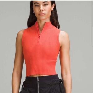 Lululemon Open Back Half-Zip‎ Sweater Sleeveless Tank Solar Orange